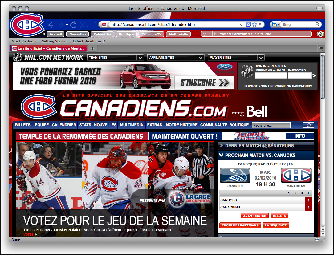 NHL Montreal Canadiens Hockey Firefox Theme 1.1.1