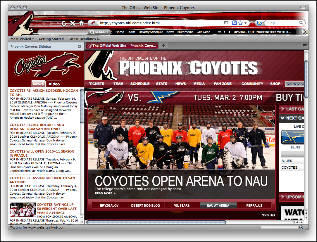 NHL Phoenix Coyotes Firefox Theme 1.0.5