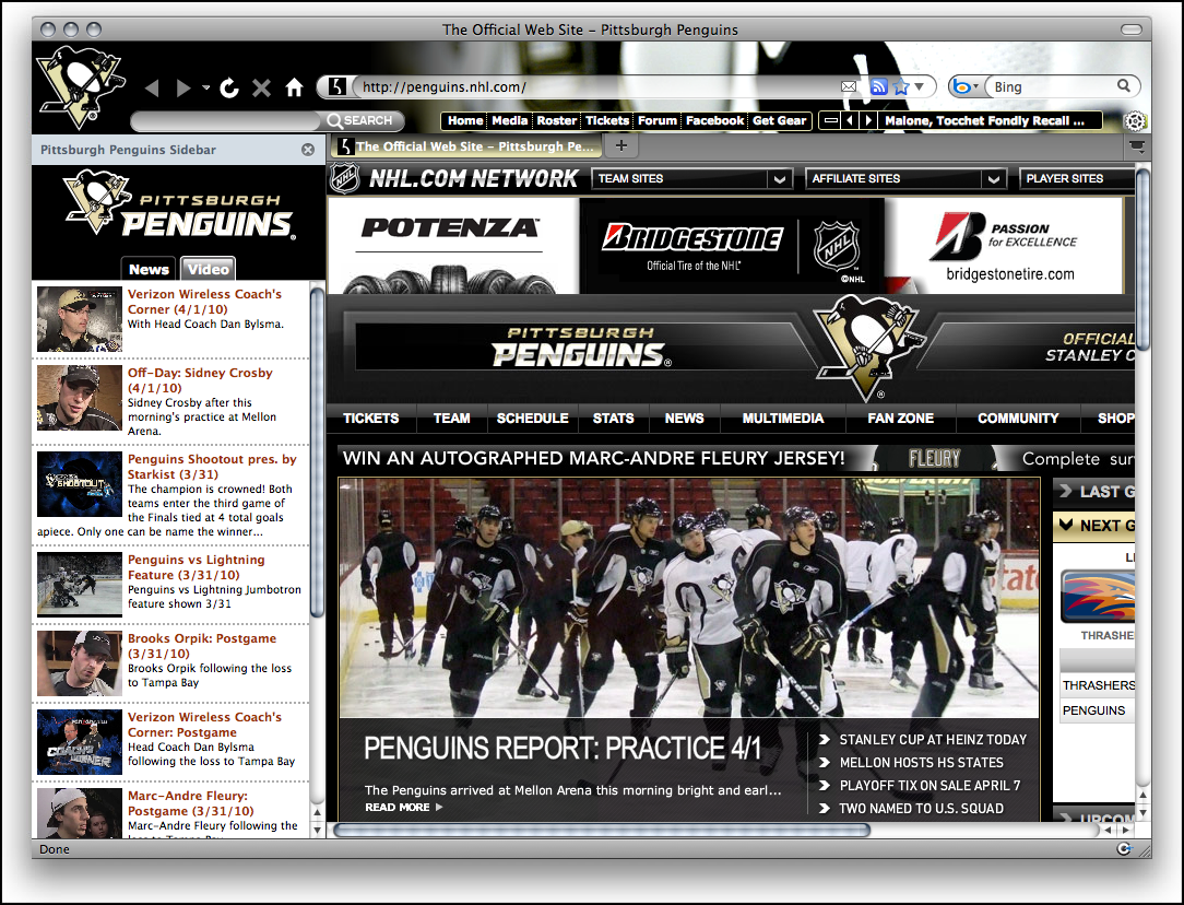 NHL Pittsburgh Penguins Hockey Firefox Theme 1.1.2