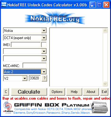 NokiaFREE unlock codes calculator NokiaFREE3.exe 1.0