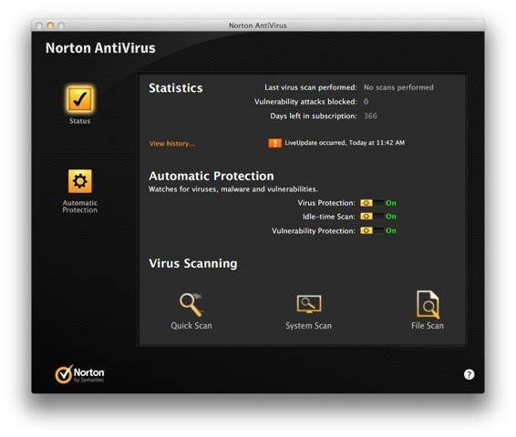 Norton Antivirus for Mac Beta 12