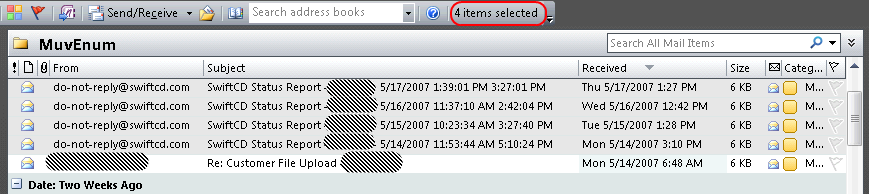 Number of Selected Items - Outlook 2007 1.0.1.0