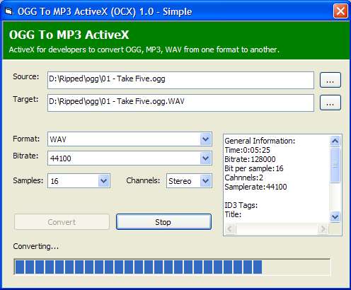OGG To MP3 Activex (OCX) 1.0
