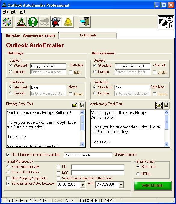 Outlook AutoEmailer Professional 4.0.0