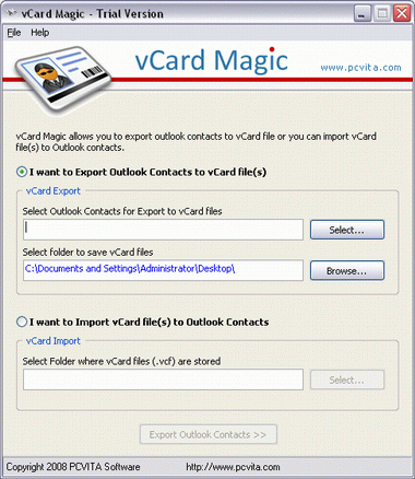 Outlook converter for vCard file format 2.0