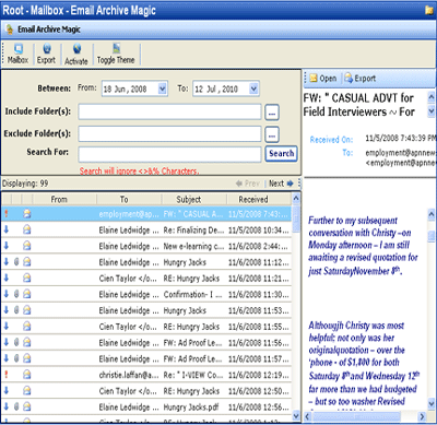 Outlook Email Archive Emails 2.0