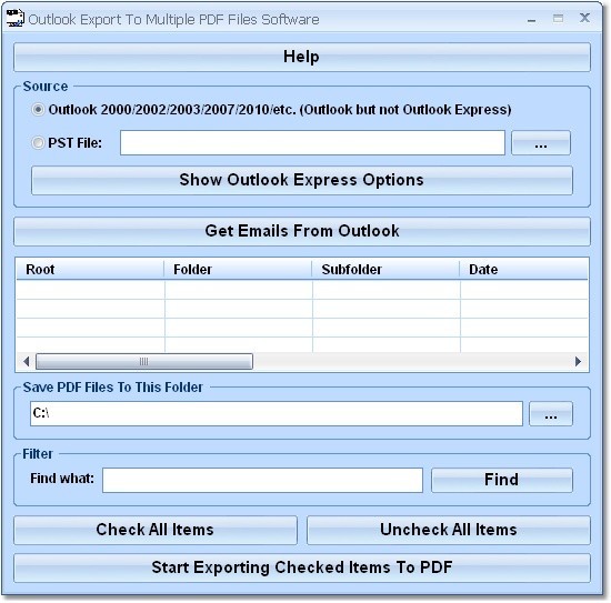Outlook Export To Multiple PDF Files Software 7.0