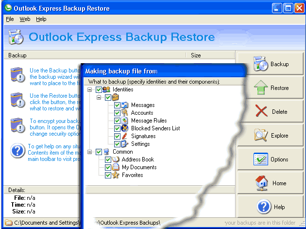 Outlook Express Backup Restore 2.367