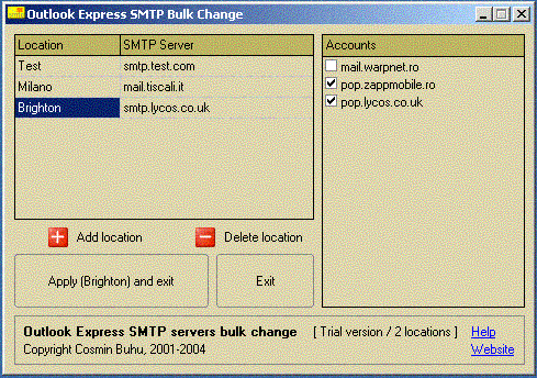 Outlook Express SMTP server changer 1.0