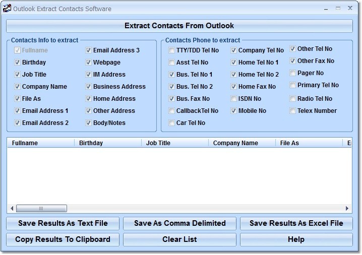 Outlook Extract Contacts Software 7.0