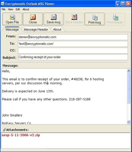 Outlook MSG File Viewer and Attachment E 1.0