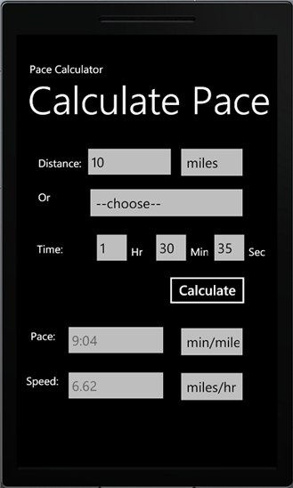 Pace Calculator 1.0.0.0