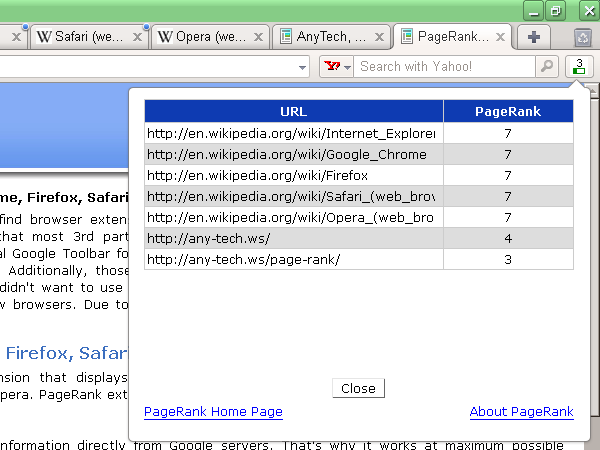 PageRank for Opera 1.1.0