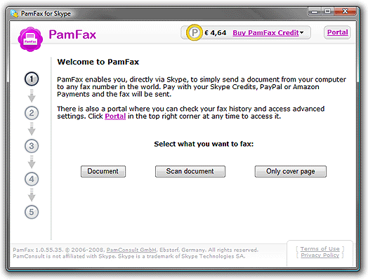 PamFax for Skype 1.0