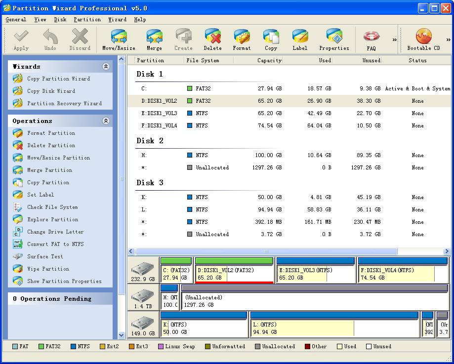 Partition Wizard Professional Edition 5.0