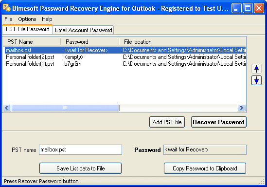 Password Recovery Engine for Outlook 1.2