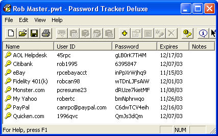 Password Tracker Deluxe 3.64