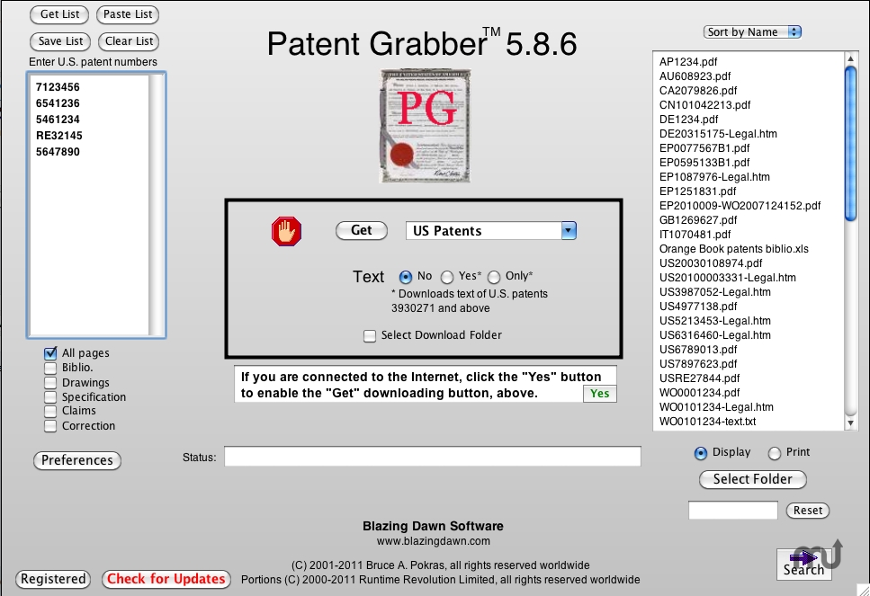 Patent Grabber for Mac OS X 5.9.3