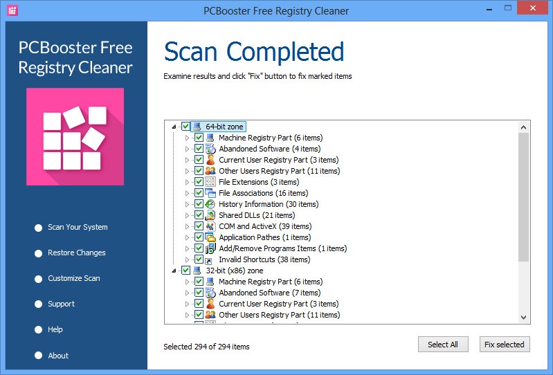 PCBooster Free Registry Cleaner 7.3.4