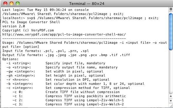 PCL to Image Converter Shell for Mac 2.0
