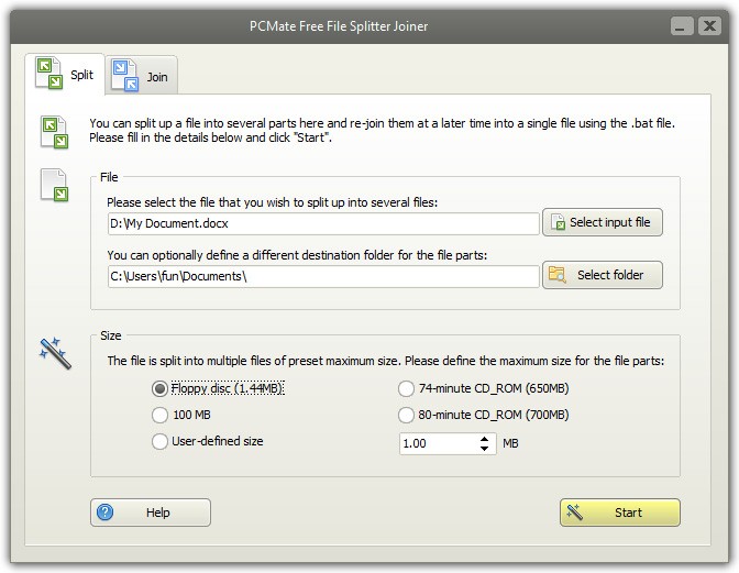 PCMate Free File Splitter Joiner 6.6.4