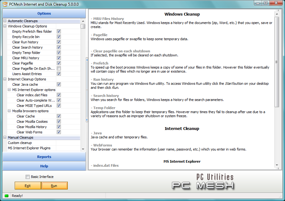PCMesh Internet and Disk Cleanup 6.0