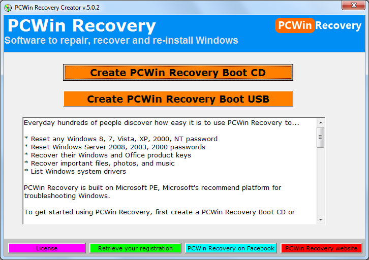 PCWin Recovery 2.7