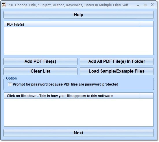 PDF Change Title, Subject, Author, Keywords, Dates In Multiple Files Software 7.0