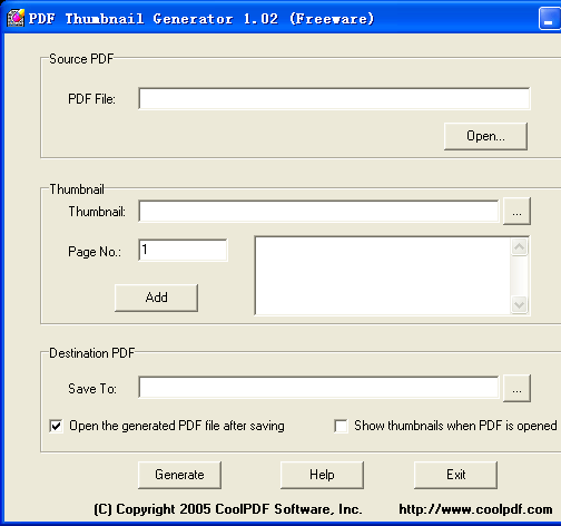 PDF Thumbnail Generator 1.02