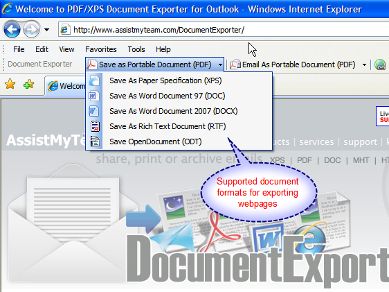 PDF/XPS Exporter for Internet Explorer 2.1