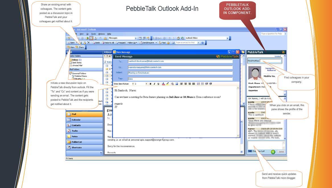 PebbleTalk: Collaboration from Outlook 1.0