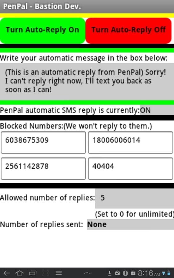 PenPal - Automatic Text Reply! 1.1