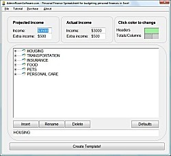 Personal Finance Spreadsheet for budgeting personal finances in Excel 9.0