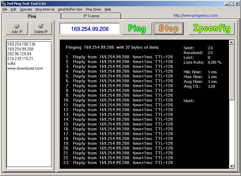 Ping Test Easy Freeware 2.04