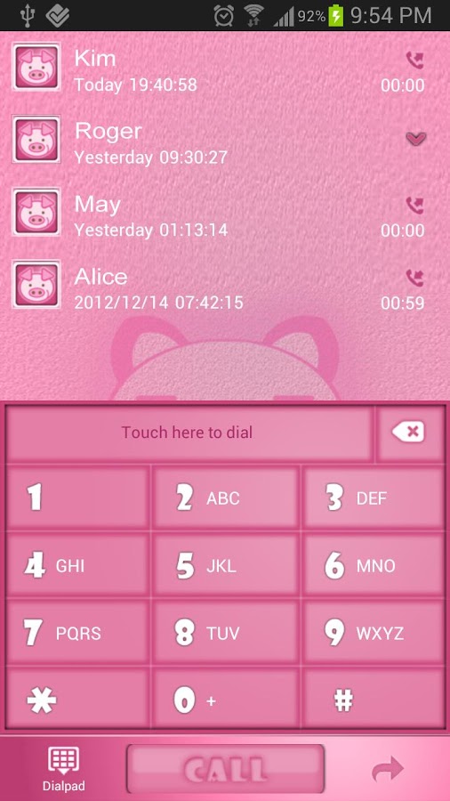 Pink Pig Go Contacts EX Theme 1.0