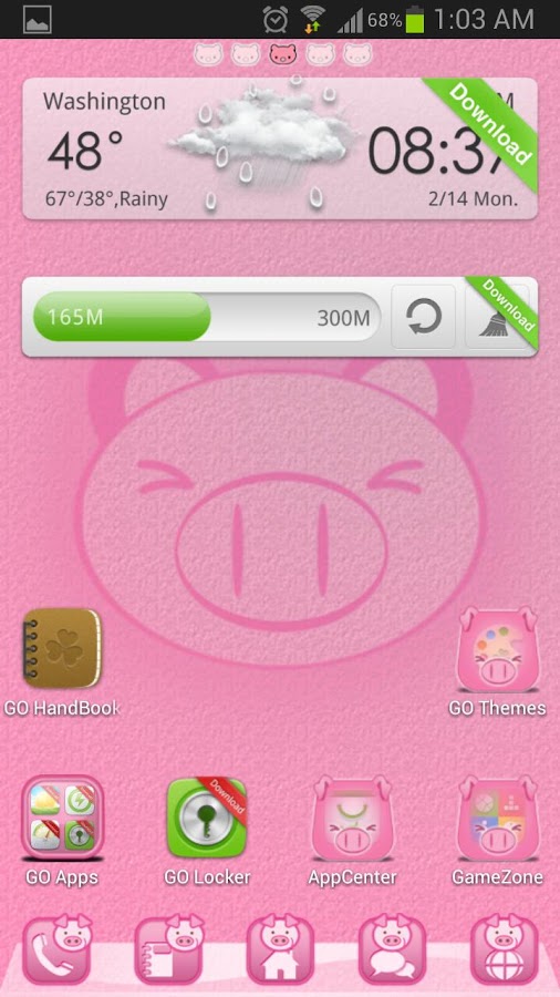 Pink Pig Go Launcher EX Theme 1.2