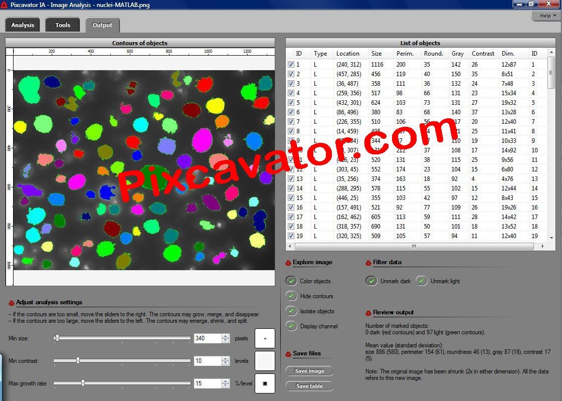 Pixcavator IA - Image Analysis 5.1