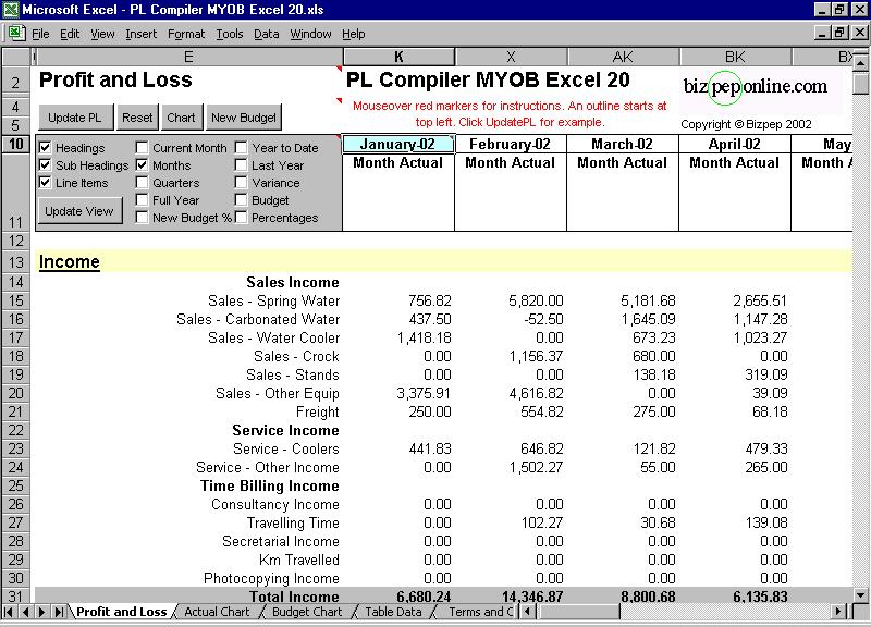 PL Compiler MYOB Excel 20