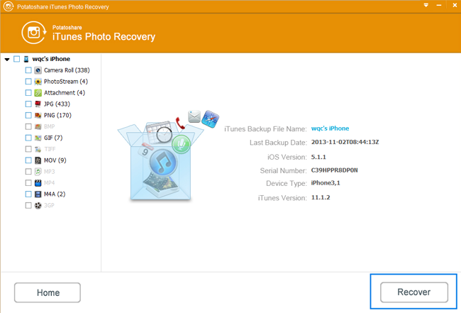 Potatoshare iTunes Photo Recovery 6.0.0.0
