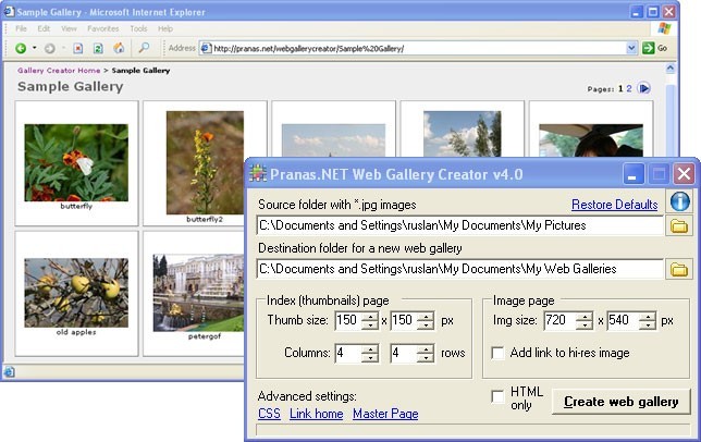 Pranas.NET Web Gallery Creator 4.0
