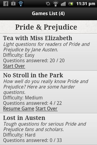 Pride & Prejudice Quiz Game 1.0.2