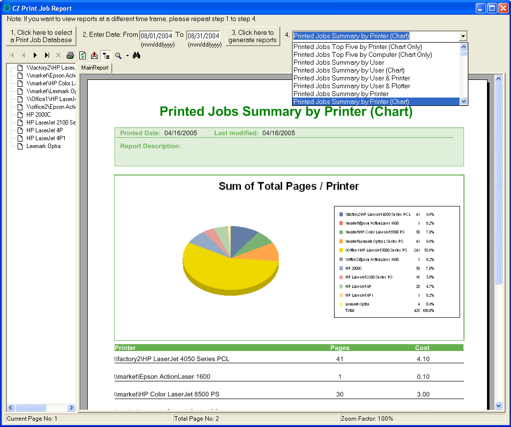 PrinterAdmin Print Job Report 4.0
