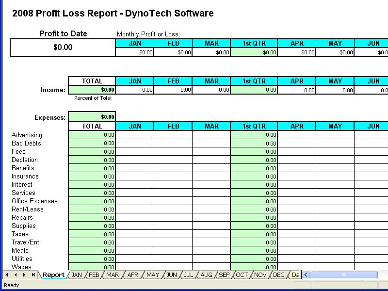 Profit Loss Report Spreadsheet 4.3
