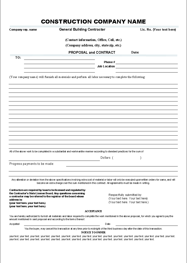 Proposal and Contract Template 1.10
