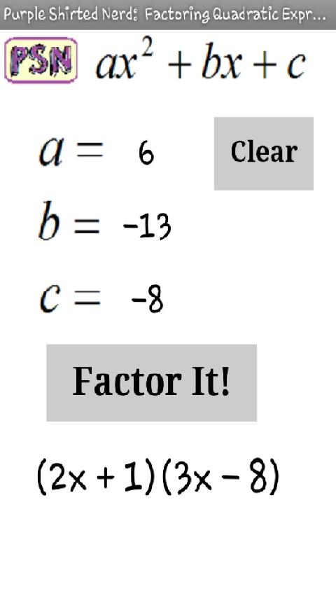PSN Factor Quadratics 1.0