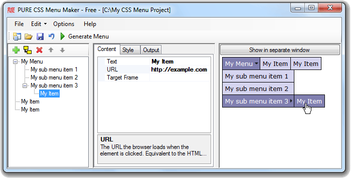PURE CSS Menu Maker - Free 1.2