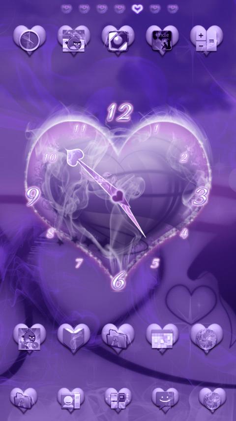 Purple Haze Heart Clock Widget 1.2