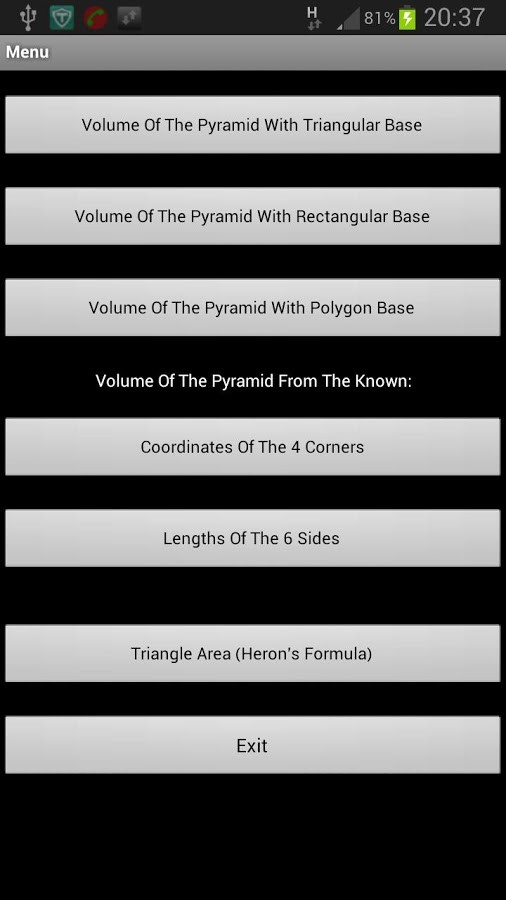 Pyramid volume by coordinates 1.6