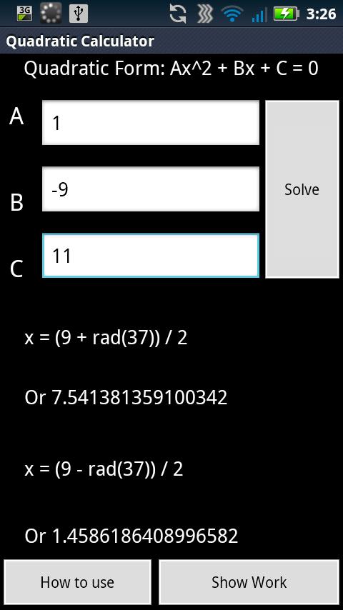 Quadratic Equation Calculator 1.0