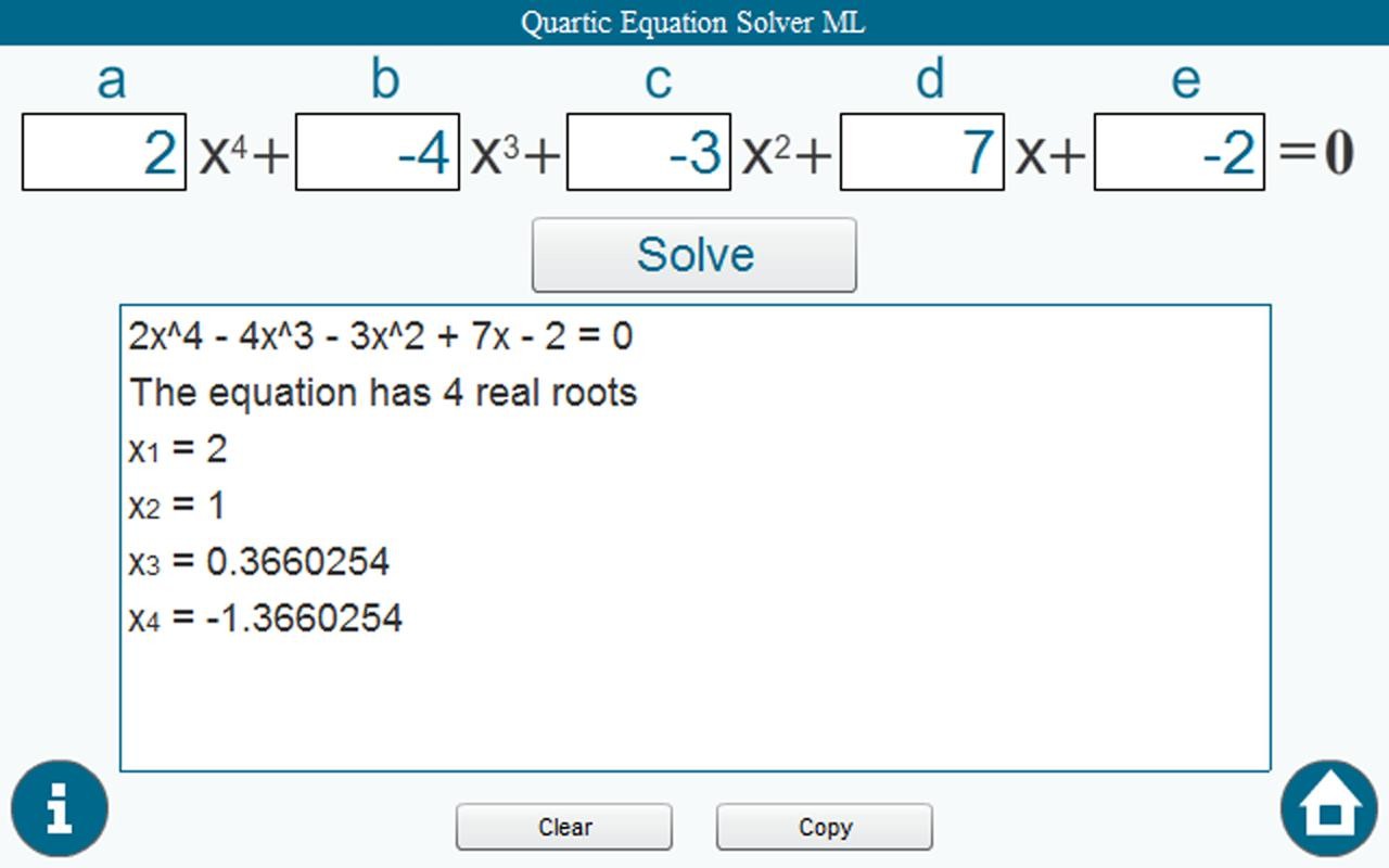 Quartic Equation Calculator ML 1.0.0